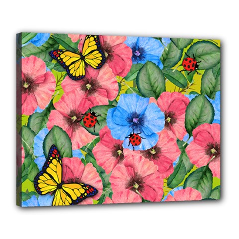 Floral Scene Canvas 20  X 16  by linceazul