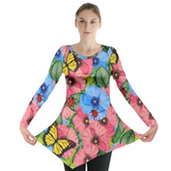 Floral Scene Long Sleeve Tunic 