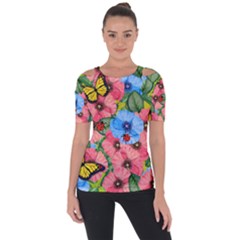 Floral Scene Short Sleeve Top by linceazul