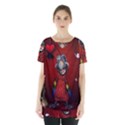 Funny, Cute Parrot With Butterflies Skirt Hem Sports Top View1