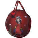 Funny, Cute Parrot With Butterflies Giant Round Zipper Tote View2