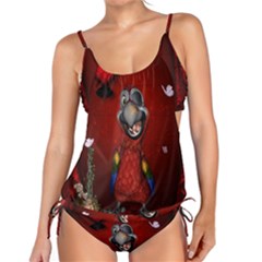 Funny, Cute Parrot With Butterflies Tankini Set by FantasyWorld7