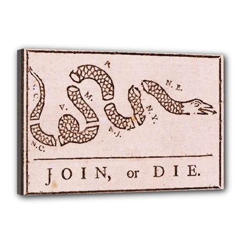 Original Design, Join Or Die, Benjamin Franklin Political Cartoon Canvas 18  X 12  by thearts