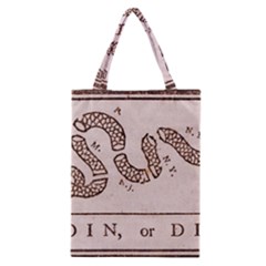 Original Design, Join Or Die, Benjamin Franklin Political Cartoon Classic Tote Bag by thearts