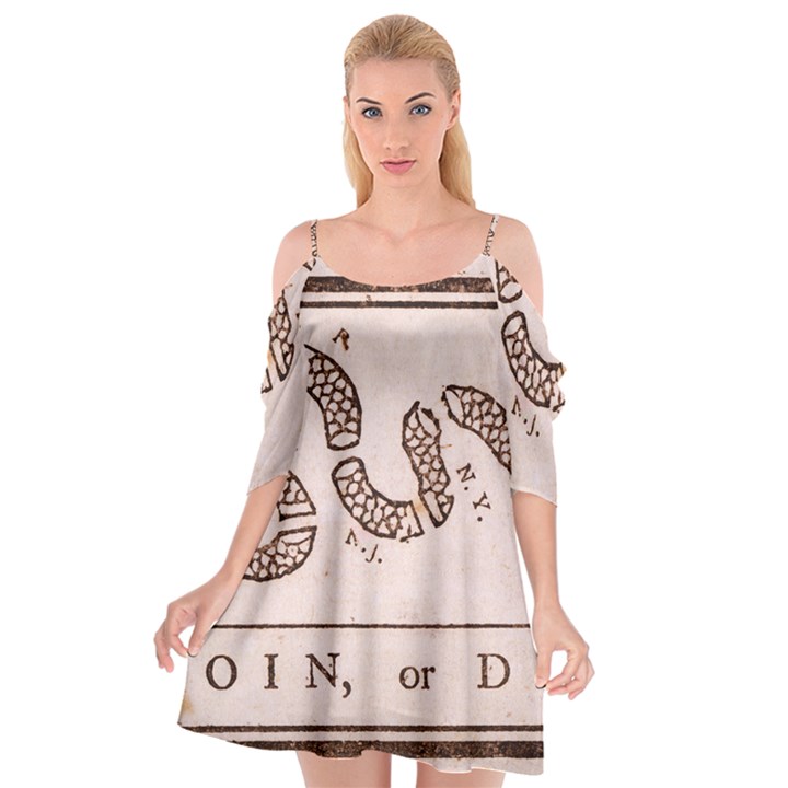 Original Design, Join or Die, Benjamin Franklin Political Cartoon Cutout Spaghetti Strap Chiffon Dress