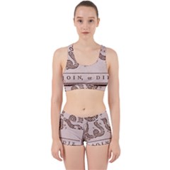 Original Design, Join Or Die, Benjamin Franklin Political Cartoon Work It Out Sports Bra Set by thearts