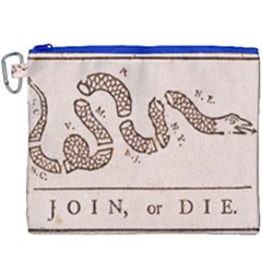 Original Design, Join Or Die, Benjamin Franklin Political Cartoon Canvas Cosmetic Bag (xxxl)