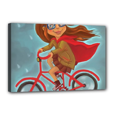 Girl On A Bike Canvas 18  X 12 