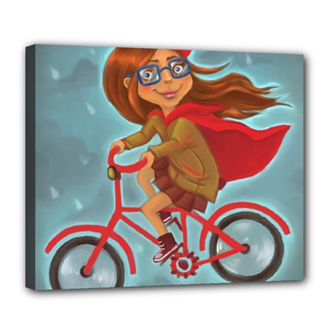 Girl On A Bike Deluxe Canvas 24  X 20   by chipolinka