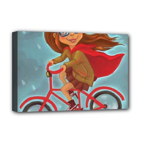 Girl On A Bike Deluxe Canvas 18  X 12   by chipolinka