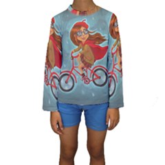 Girl On A Bike Kids  Long Sleeve Swimwear by chipolinka