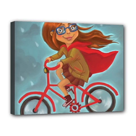 Girl On A Bike Canvas 14  X 11 