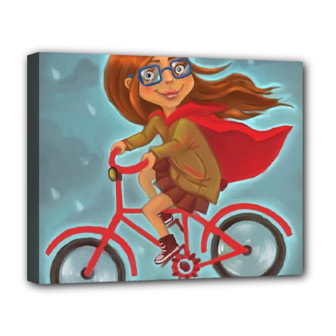 Girl On A Bike Deluxe Canvas 20  X 16   by chipolinka