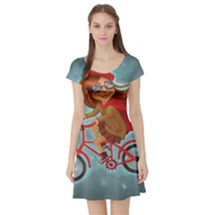 Girl On A Bike Short Sleeve Skater Dress