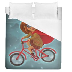 Girl On A Bike Duvet Cover (queen Size) by chipolinka