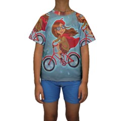 Girl On A Bike Kids  Short Sleeve Swimwear by chipolinka