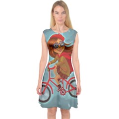 Girl On A Bike Capsleeve Midi Dress by chipolinka