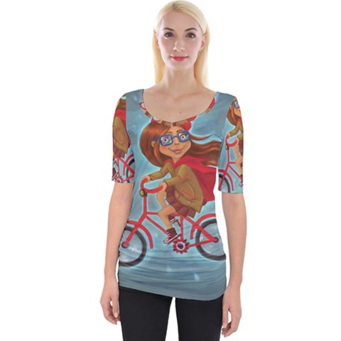 Girl On A Bike Wide Neckline Tee by chipolinka