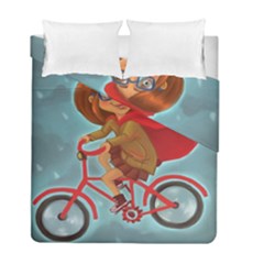 Girl On A Bike Duvet Cover Double Side (full/ Double Size)