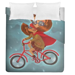 Girl On A Bike Duvet Cover Double Side (queen Size) by chipolinka