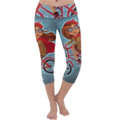 Girl On A Bike Capri Yoga Leggings by chipolinka