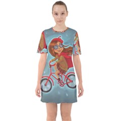 Girl On A Bike Sixties Short Sleeve Mini Dress by chipolinka