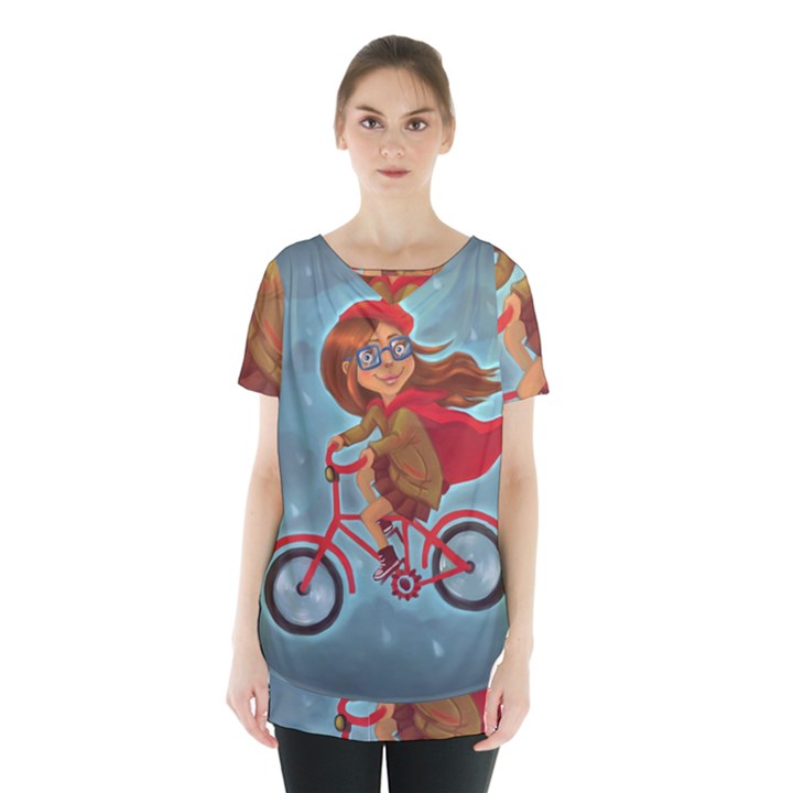 Girl on a bike Skirt Hem Sports Top