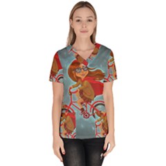 Girl On A Bike Scrub Top by chipolinka