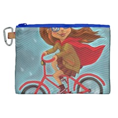 Girl On A Bike Canvas Cosmetic Bag (xl) by chipolinka