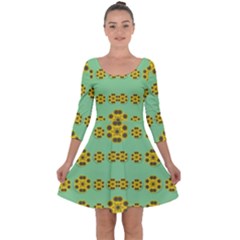 Sun Flowers For The Soul At Peace Quarter Sleeve Skater Dress by pepitasart