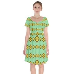 Sun Flowers For The Soul At Peace Short Sleeve Bardot Dress by pepitasart