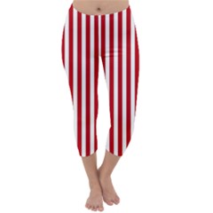 Red Stripes Capri Winter Leggings 