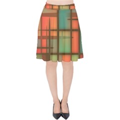 Background Abstract Colorful Velvet High Waist Skirt