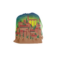 Mountain Village Mountain Village Drawstring Pouches (medium)  by Nexatart