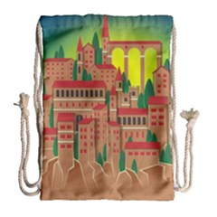 Mountain Village Mountain Village Drawstring Bag (large) by Nexatart