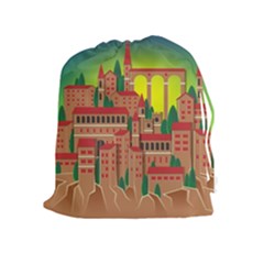 Mountain Village Mountain Village Drawstring Pouches (extra Large) by Nexatart