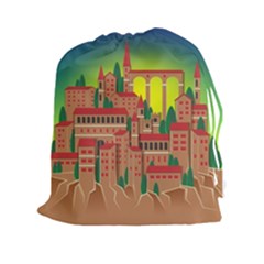 Mountain Village Mountain Village Drawstring Pouches (xxl) by Nexatart