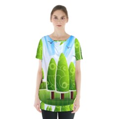 Landscape Nature Background Skirt Hem Sports Top