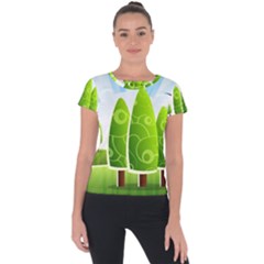 Landscape Nature Background Short Sleeve Sports Top 