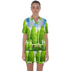 Landscape Nature Background Satin Short Sleeve Pyjamas Set