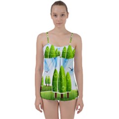 Landscape Nature Background Babydoll Tankini Set