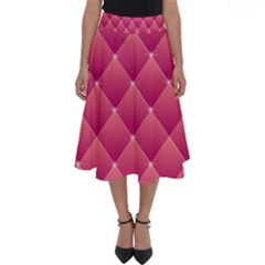 Pink Background Geometric Design Perfect Length Midi Skirt