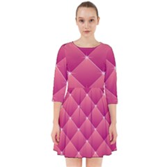 Pink Background Geometric Design Smock Dress