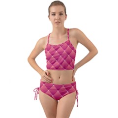 Pink Background Geometric Design Mini Tank Bikini Set