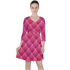 Pink Background Geometric Design Ruffle Dress