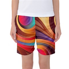 Abstract Colorful Background Wavy Women s Basketball Shorts by Nexatart