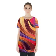 Abstract Colorful Background Wavy Skirt Hem Sports Top by Nexatart