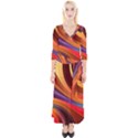 Abstract Colorful Background Wavy Quarter Sleeve Wrap Maxi Dress View1