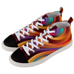 Abstract Colorful Background Wavy Men s Mid-top Canvas Sneakers by Nexatart