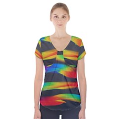 Colorful Background Short Sleeve Front Detail Top by Nexatart